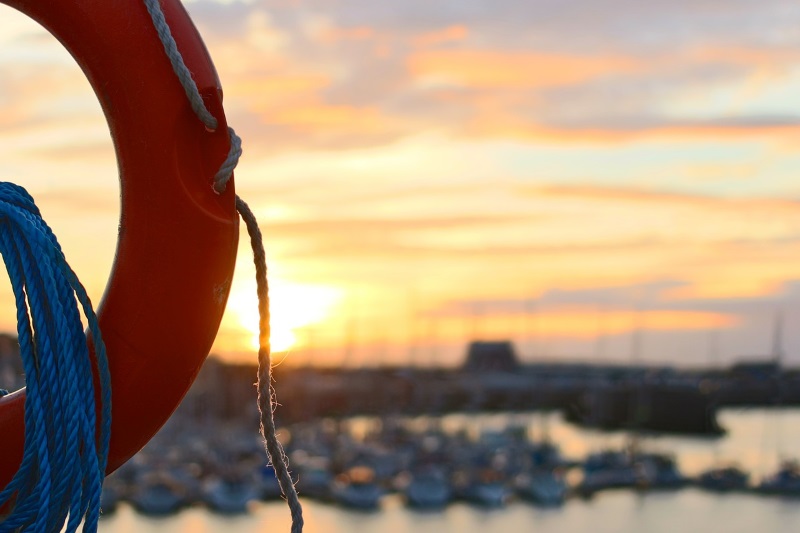 life belt in sunset life belt in sunset