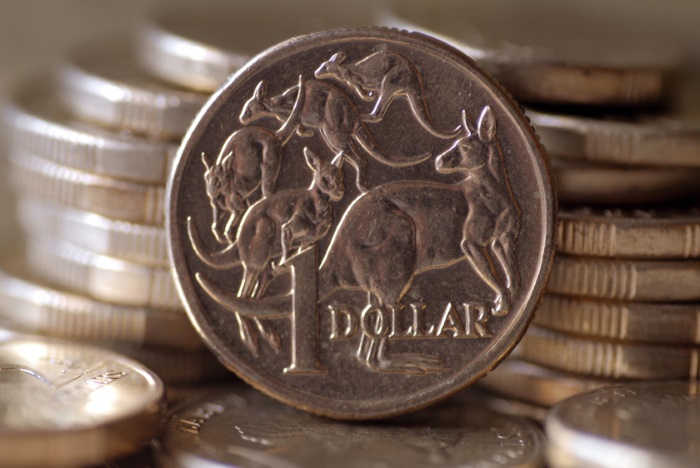 Australia dollar coin up close in focus