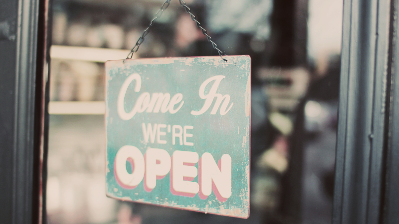 Small business open sign