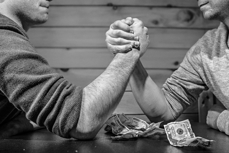 Strength shown through arm wrestling